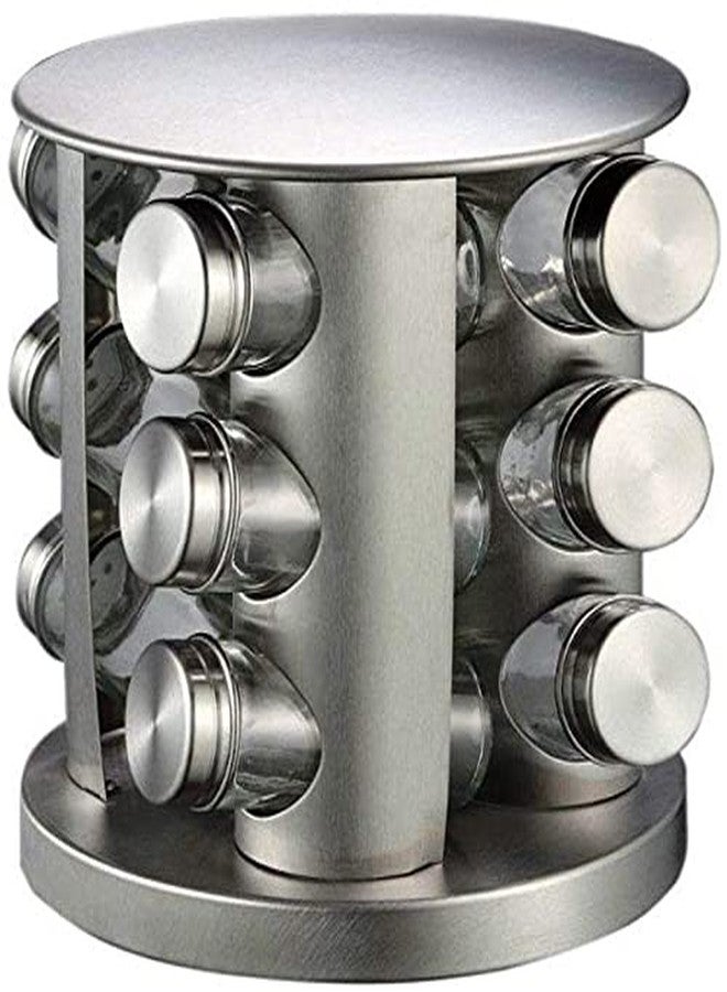 olpad Countertop Revolving Empty Jars Spice Rack, Rotating Storage Seasoning Spinning Stainless Steel Spice Racks Organizer Carousel Spinner Jars Tower Holder (12 Pcs Square) - Image 3